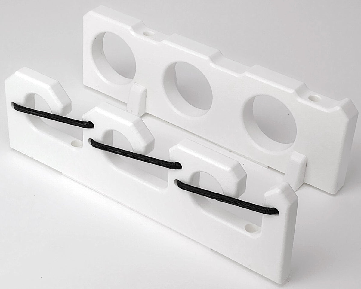 Marine Fishing Rod Holder Wall Rack with Bungee Lock for Boats - Seafoam White