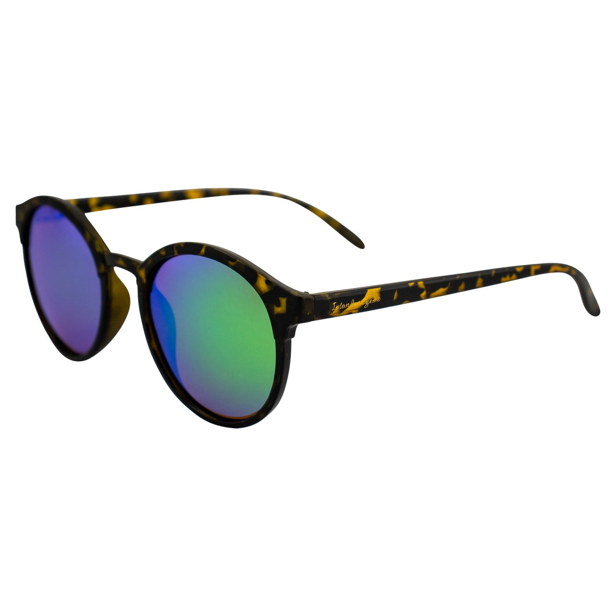 Polarized Round Tortoise Shell Sunglasses with Green Mirror Lenses