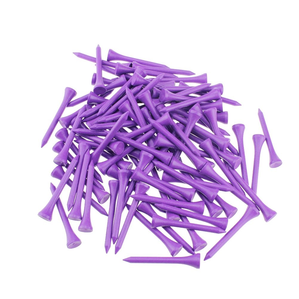 Deluxe 2 1/8-Inch Wooden Golf Tees - Purple, 100 Pack