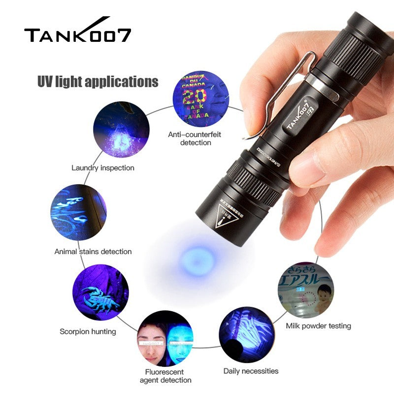 2-in-1 LED Flashlight with White & UV Black Light for Camping Detection