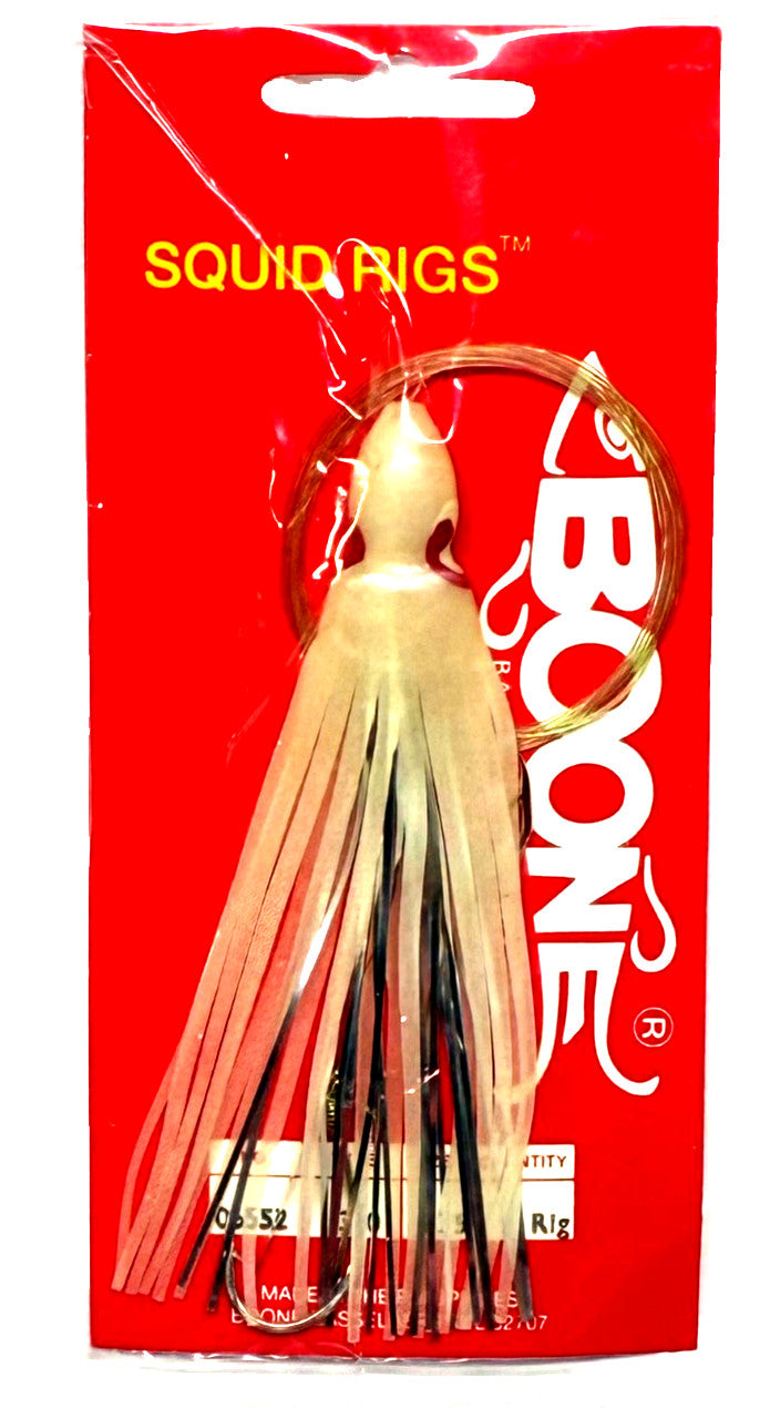 Rigged Glo Squid Baits with Hooks - Large Fish Lure Set, 4.75 Inch, 5 Pack