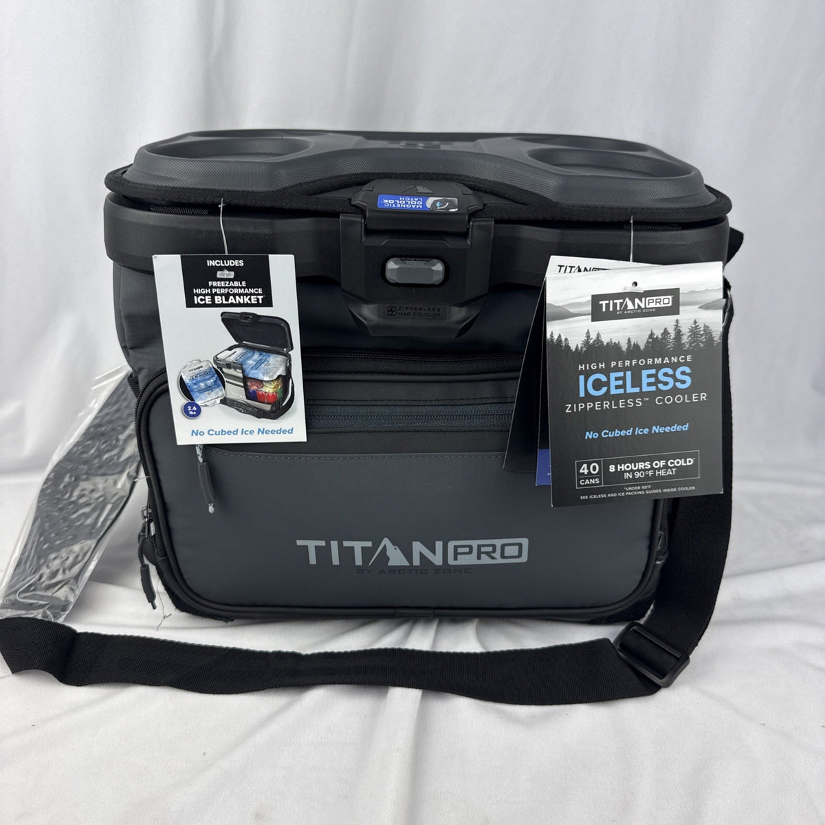 Titan PRO 40 Can Iceless Zipperless Cooler Gray - Portable Leakproof Food & Beverage Carrier