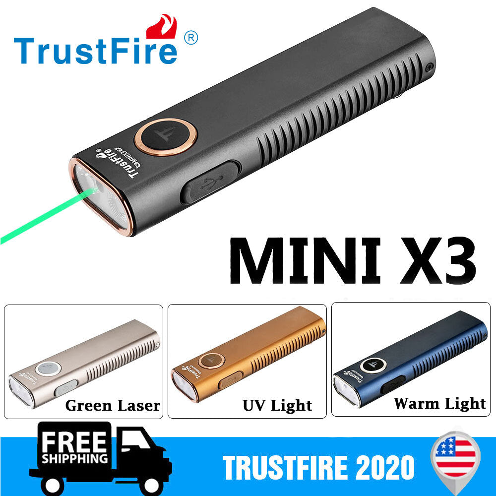 TrustFire Pro Flat EDC Flashlight with LED, UV, and Laser - Small Powerful Light