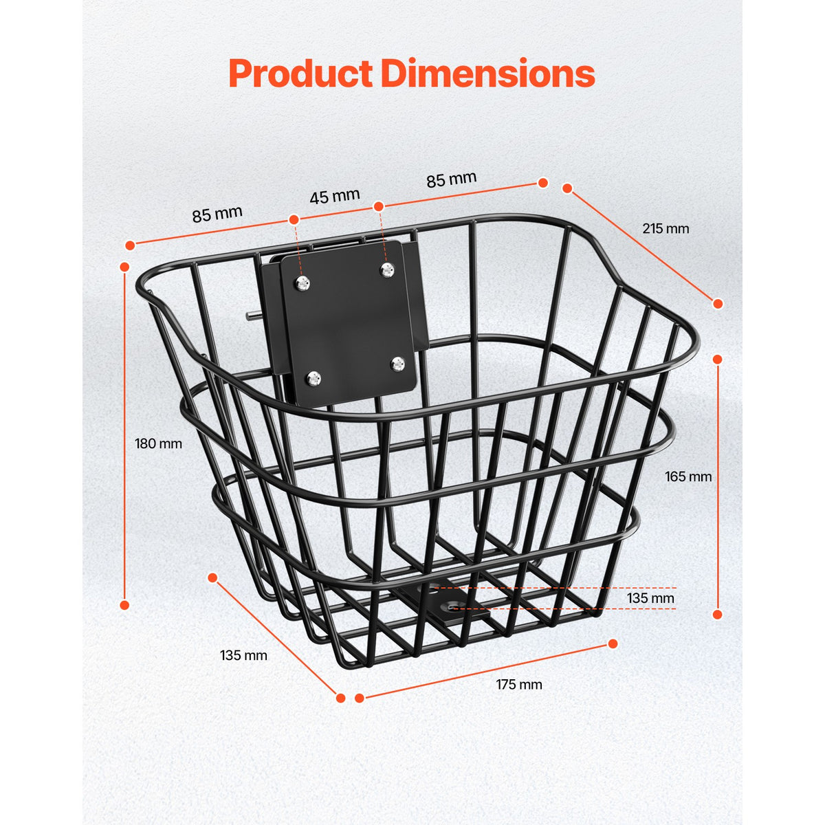Bike and E-Scooter Front Basket with Mount – Durable Metal Storage for All Ages