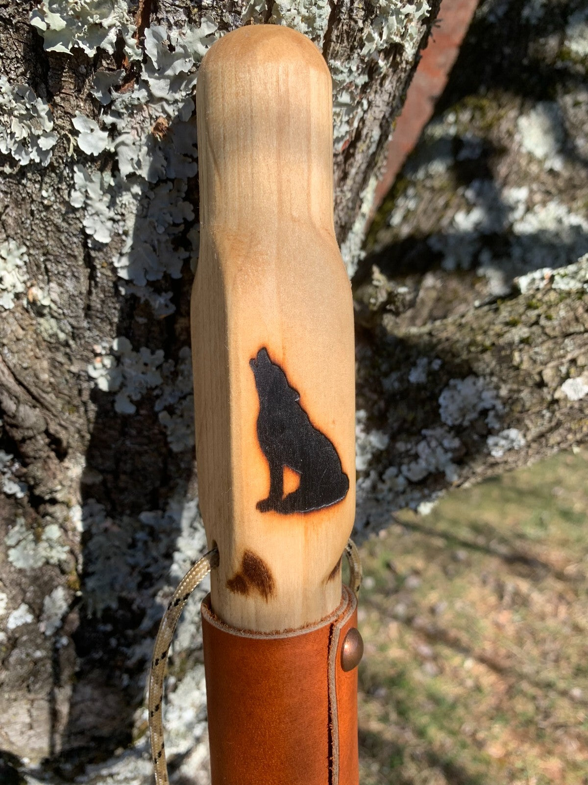 Hand Carved Wooden Hiking Stick with Natural Earth Tones and US Craftsmanship