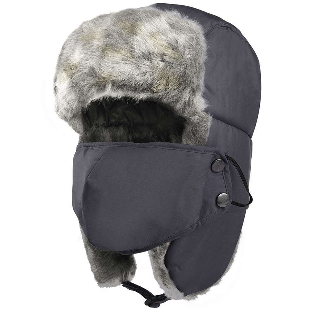 Men's Winter Ear Flap Thermal Hat with Removable Face Mask - Snow Ski Cap