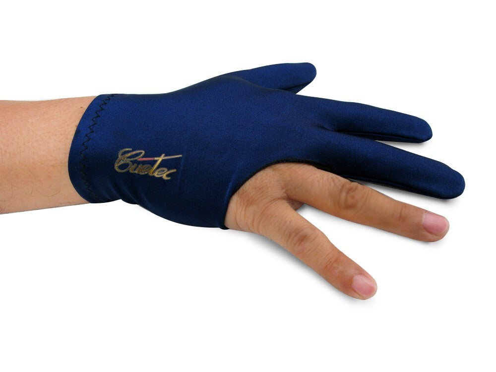 Premium Cue Glove - 3-Finger Right Hand Pool Glove for Billiards (Black/Navy) - All Sizes & Colors