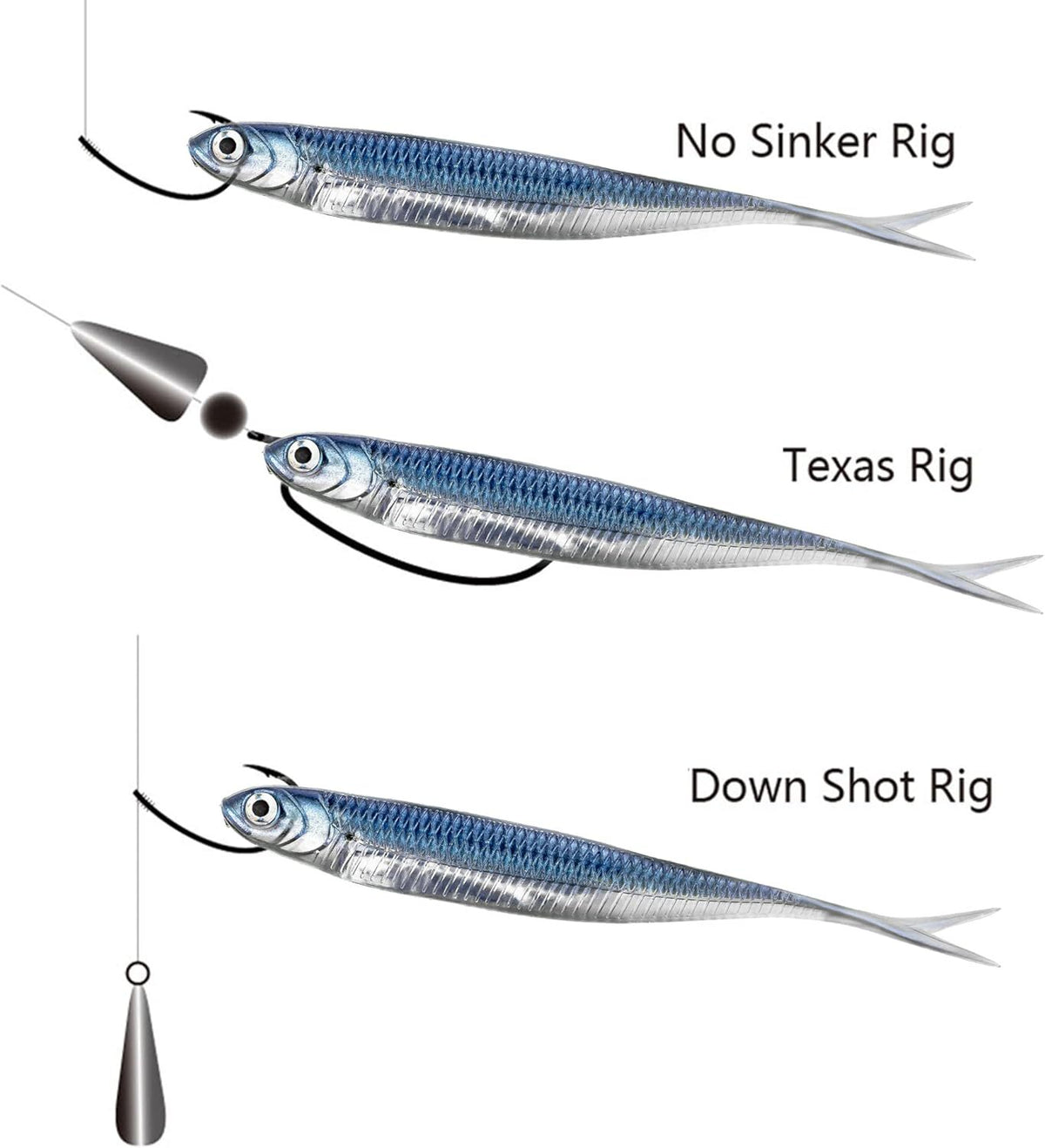 5X Soft Plastic Swimbaits Paddle Tail Shad Fishing Lures for Bass and Trout