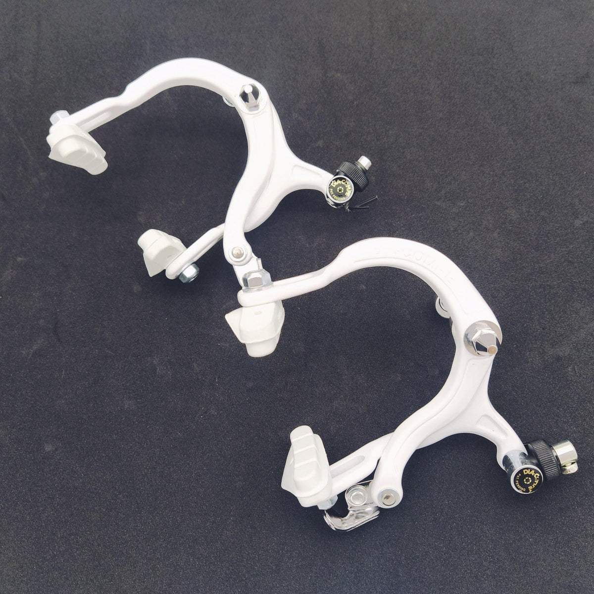 BMX Bicycle Brake Calipers Set White for Front & Rear - Old School Style