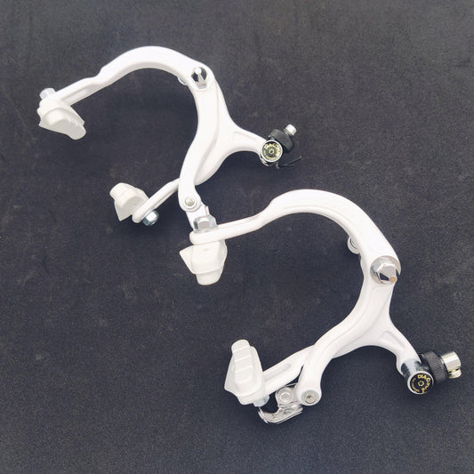 BMX Bicycle Brake Calipers Set White for Front & Rear - Old School Style
