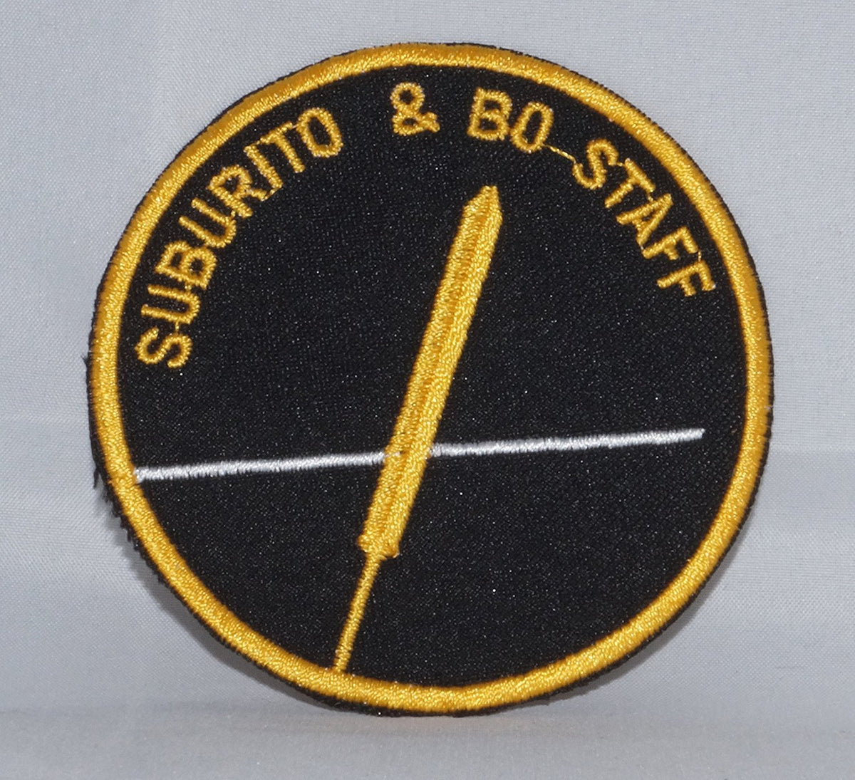 Martial Arts Patch - Suburito & Bo Staff Design, 3 Inch Diameter