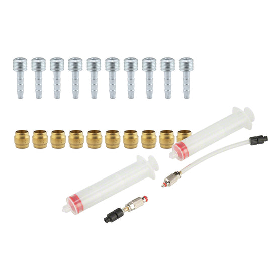 Bike Hydraulic Brake Maintenance Kit with Olive & Barb Set + Disc Brake Bleeding Fittings