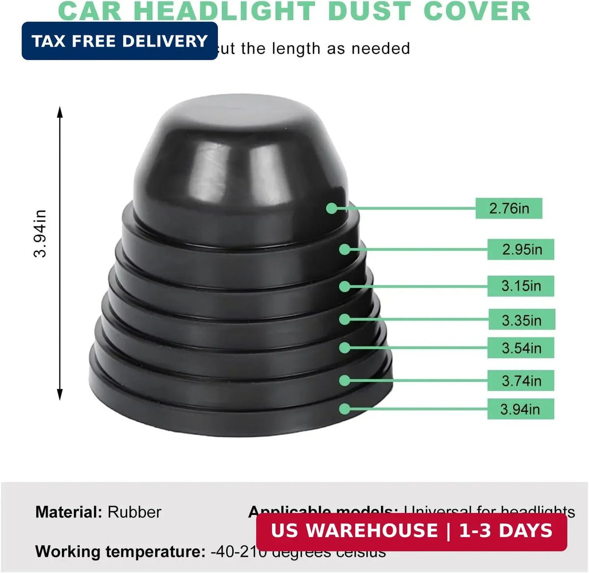 2 Pack Car Headlight Dust Covers 100mm Waterproof Rubber Seals