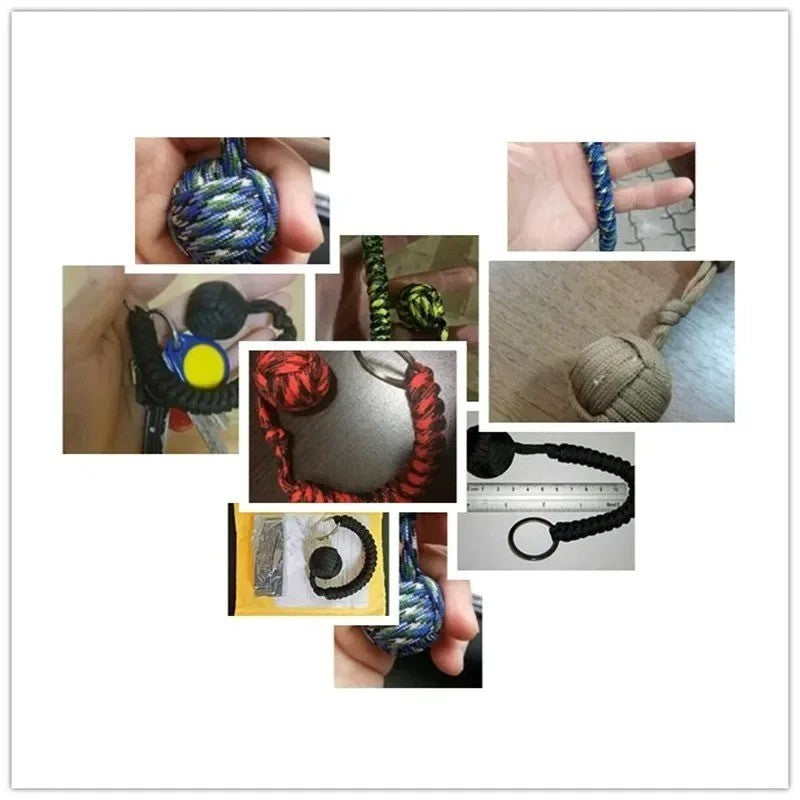 Paracord Monkey Fist Keychain Outdoor Survival Accessory with Steel Ball