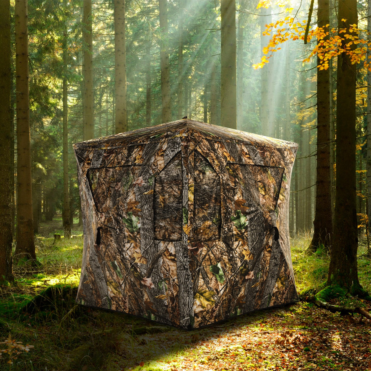 Portable Hunting Blind Pop-Up Ground Tent with Gun Ports and Carrying Bag