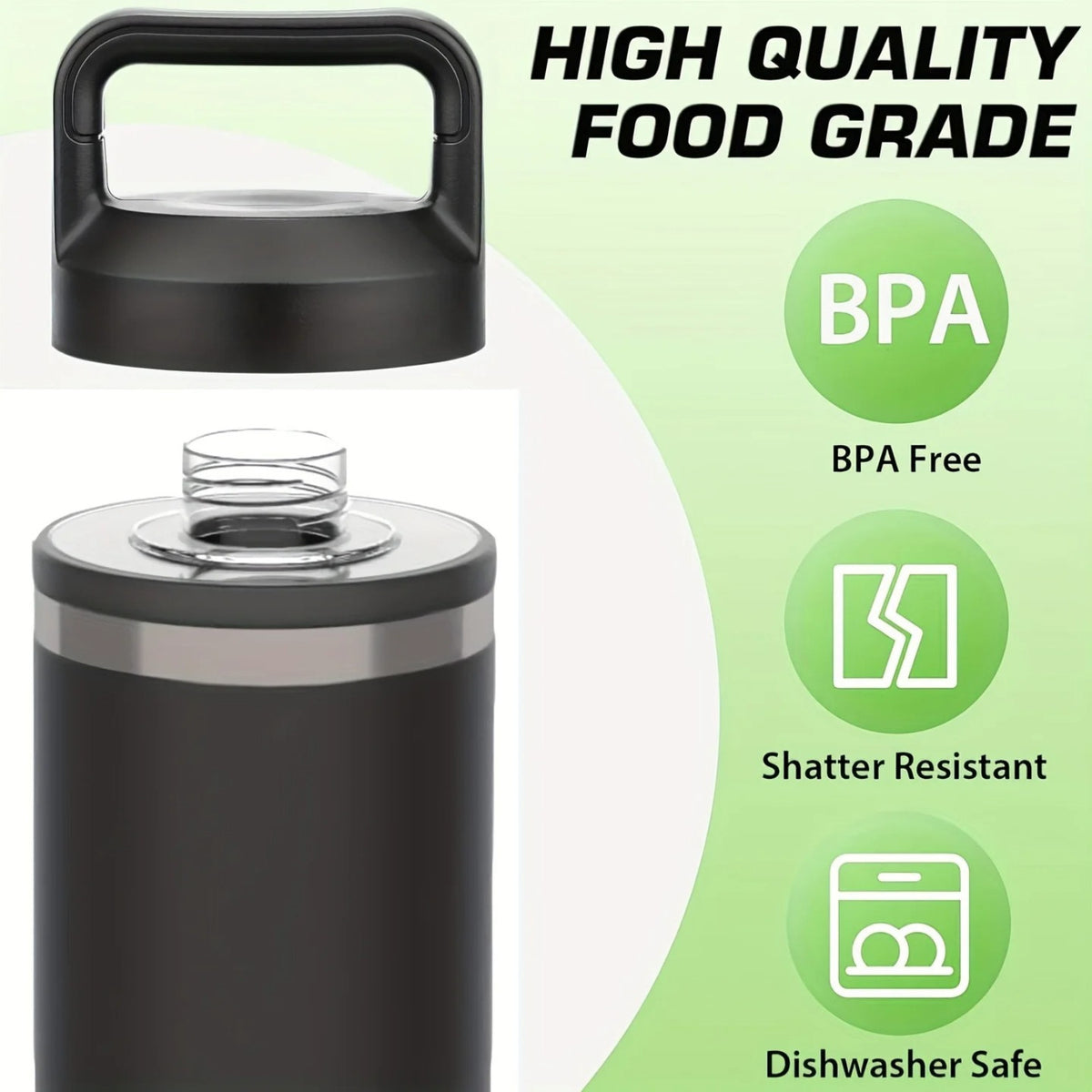 Reusable Water Bottle Chug Cap Lid - Fits 18oz to 64oz Bottles, Leak-Resistant, Dishwasher Safe