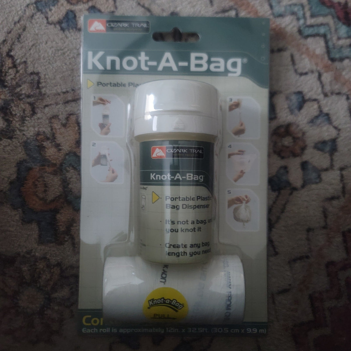 Knot-A-Bag Portable Plastic Bag Dispenser for Outdoor & Travel Use
