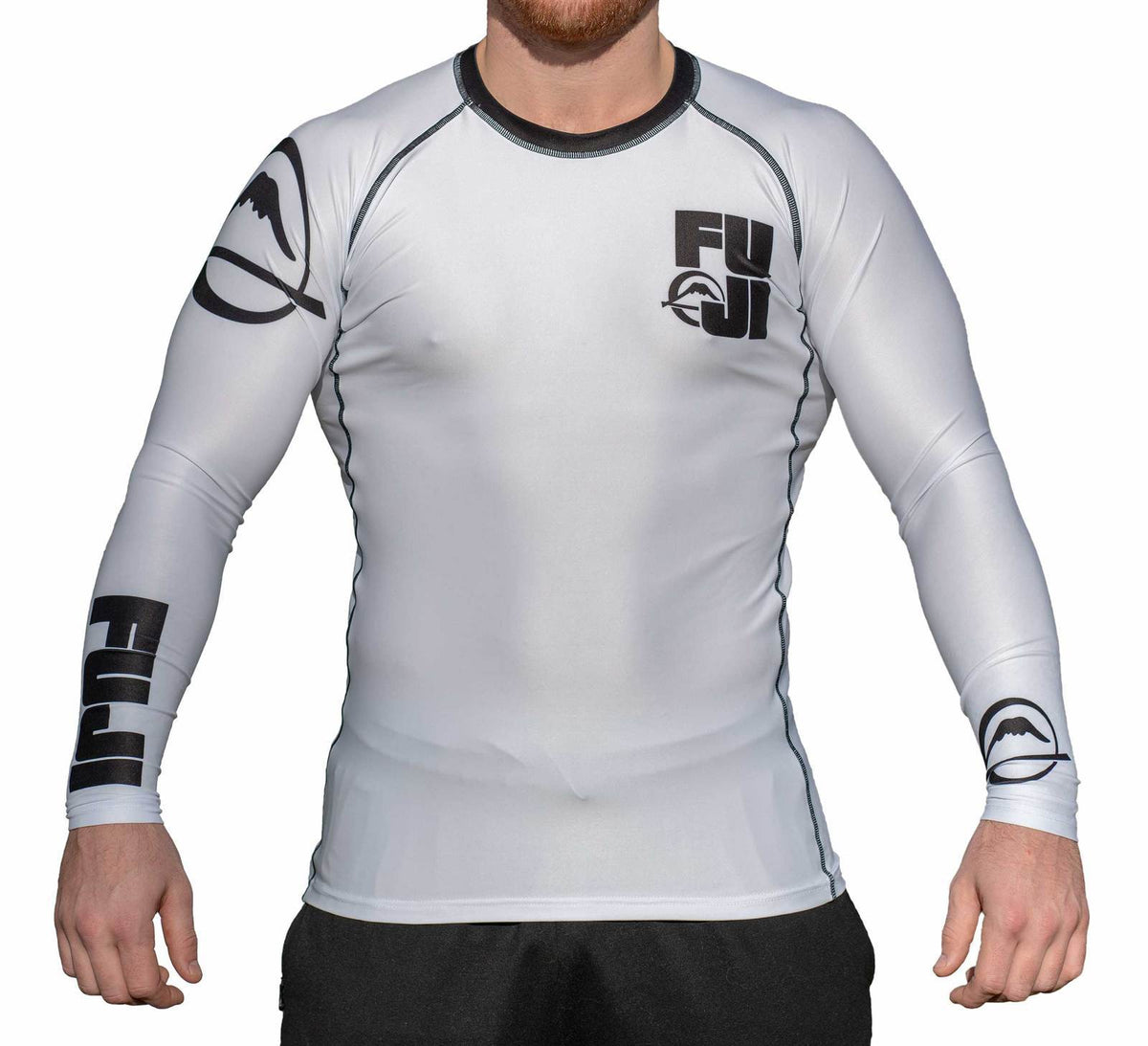 Long Sleeve Rash Guard for MMA BJJ Jiu Jitsu - White