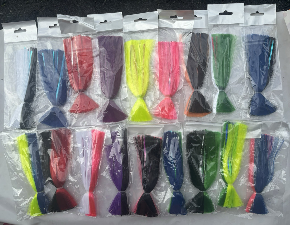 10 Saltwater Fishing Lure Skirts for Trolling Big Game Fish - Multiple Colors