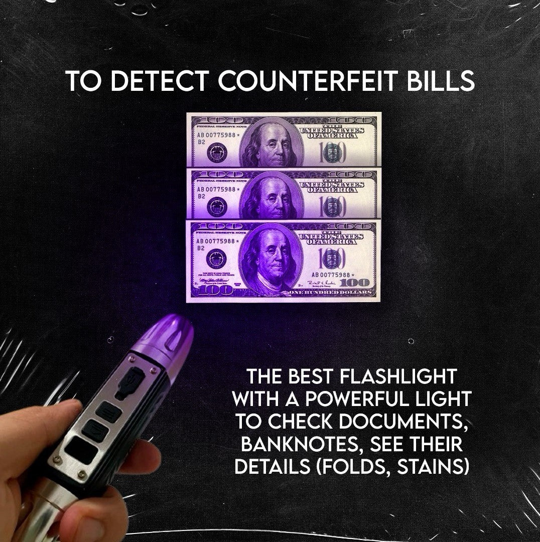 UV Blacklight Flashlight 365nm 395nm Handheld Torch for Banknotes Detection