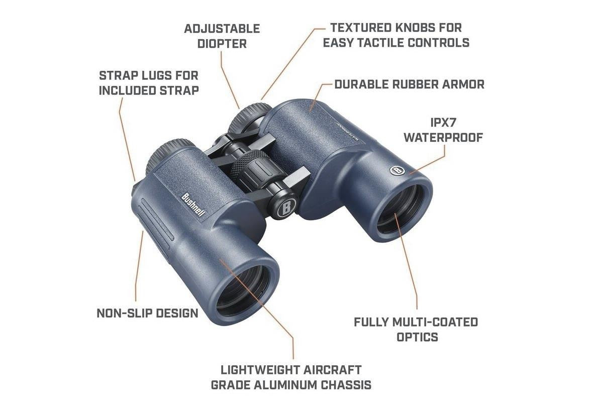Waterproof 10x42 Binoculars with Fully Multi-Coated Lenses Navy Blue