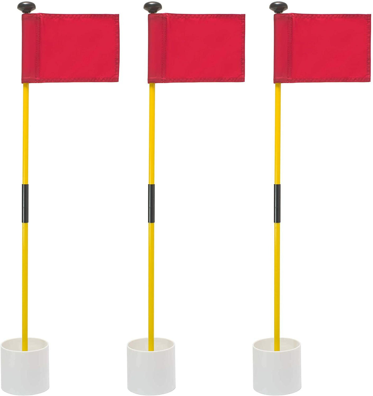 Golf Flagstick Set of 3 with Flags and Cups for Backyard or Course Use