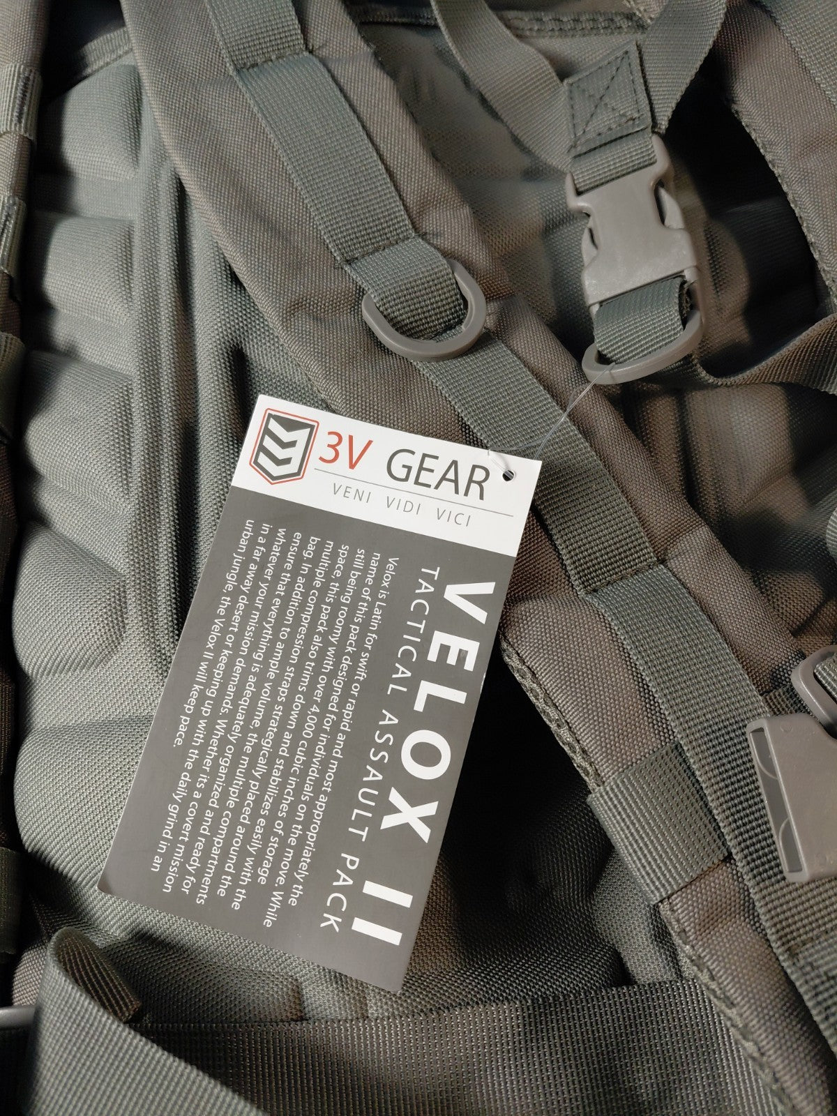3V Gear Velox II Tactical Assault Backpack Bag - 1600 Cubic Inches, MOLLE System, Unisex Outdoor Use