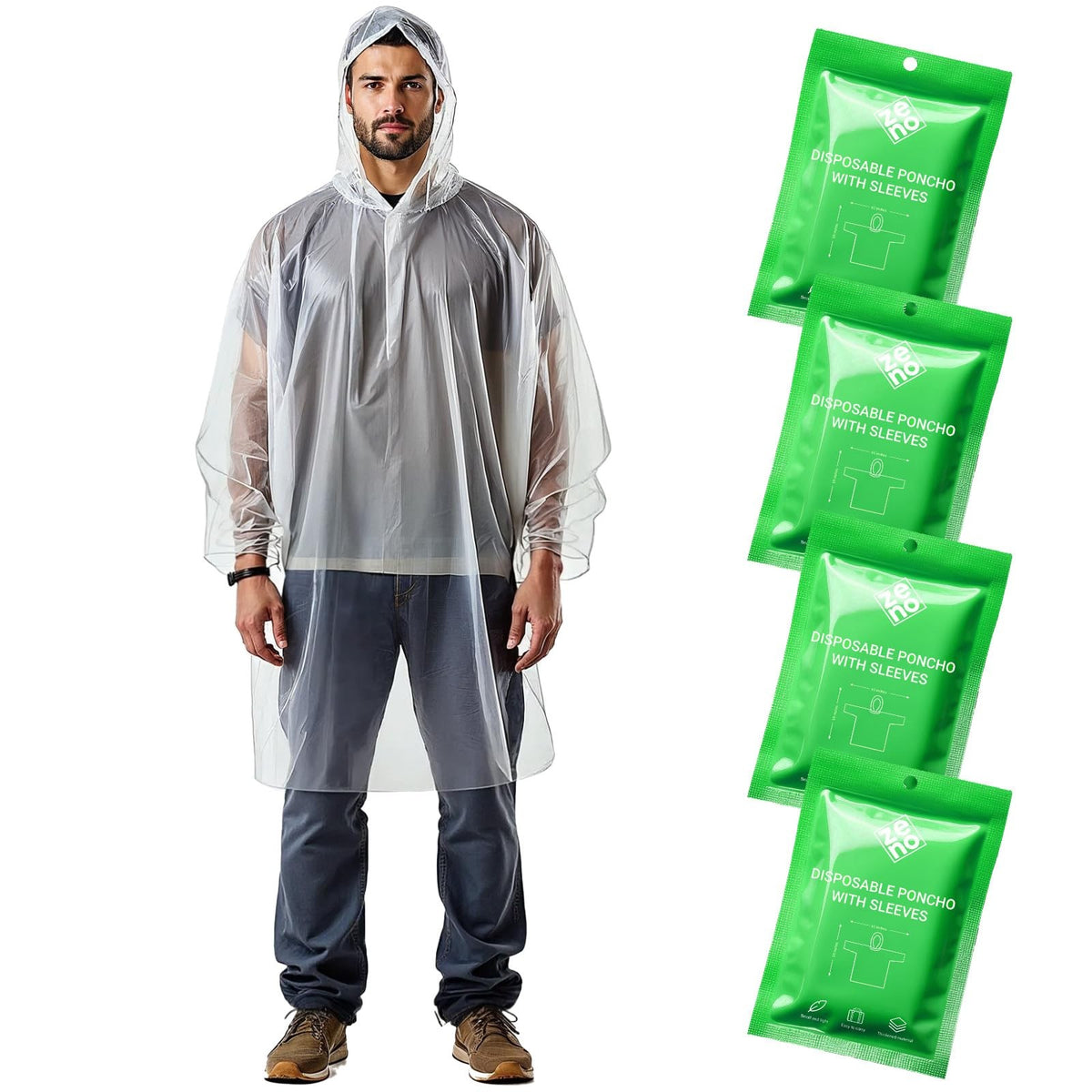Disposable Rain Ponchos for Adults with Hood - Compact & Waterproof