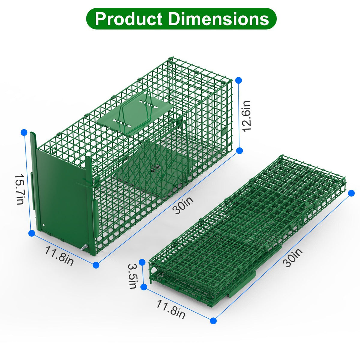 Heavy Duty Humane Animal Cage Trap for Raccoons Cats & Wildlife
