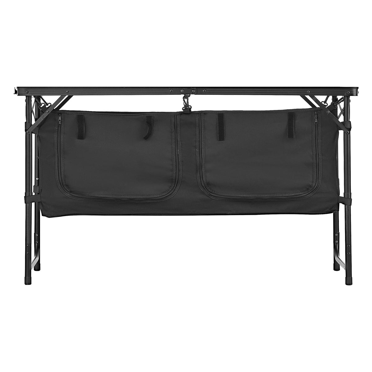 Portable Camping Kitchen Table with Adjustable Height and Storage