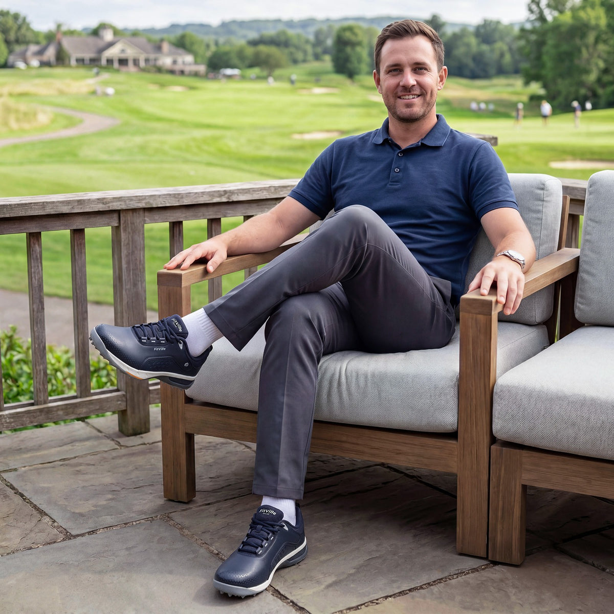 Water Resistant Men's Wide Golf Shoes with Arch Support - Spikeless Performance