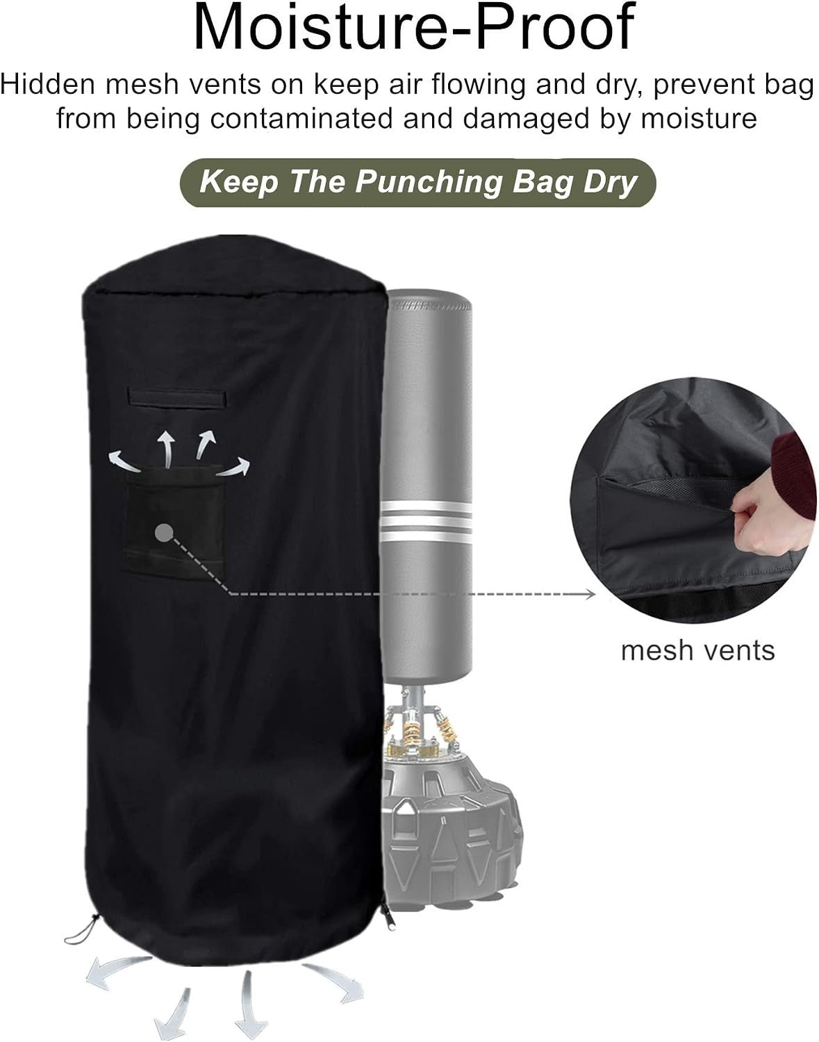 Waterproof Boxing Bag Cover Up to 58.2 Inches Tall with Adjustable Drawstrings