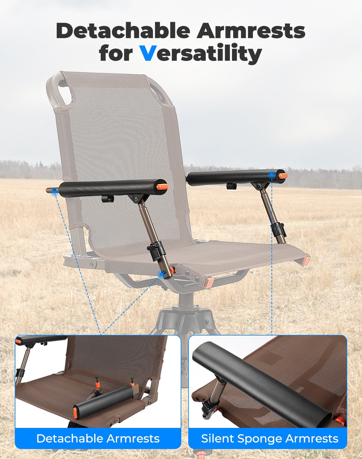 Camping & Hunting Chair 360° Swivel Foldable Adjustable Height Outdoor Seat