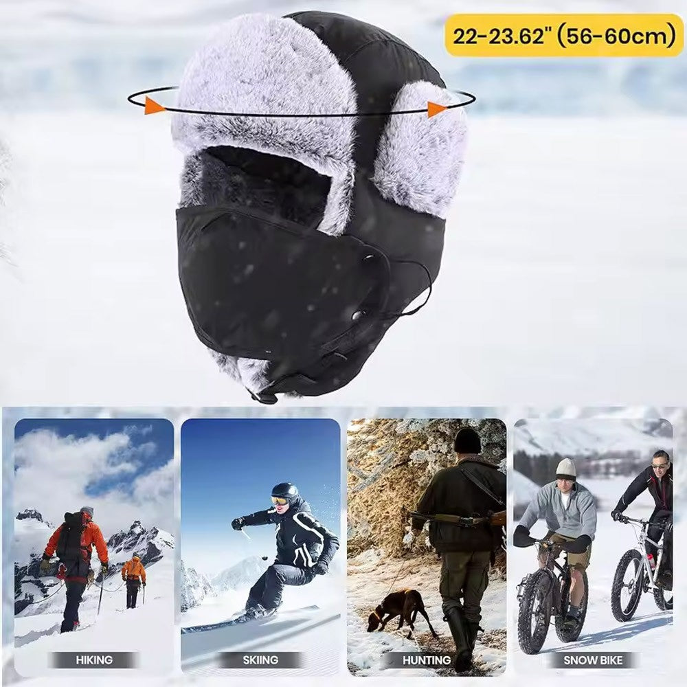 Unisex Winter Windproof Earflap Hat with Face Mask for Snow & Skiing