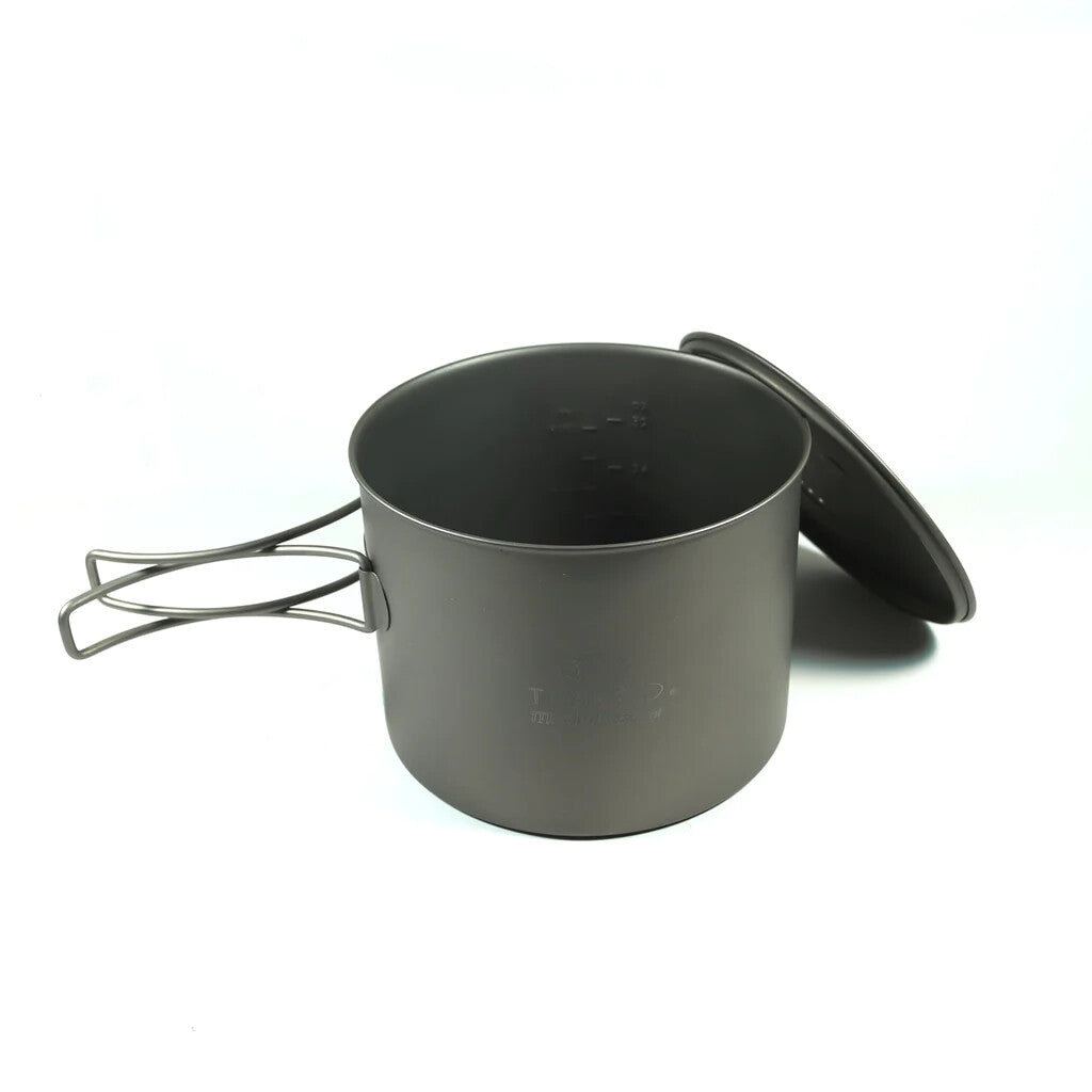 Titanium Camping Pot with Folding Handle - Lightweight Backpacking Cookware