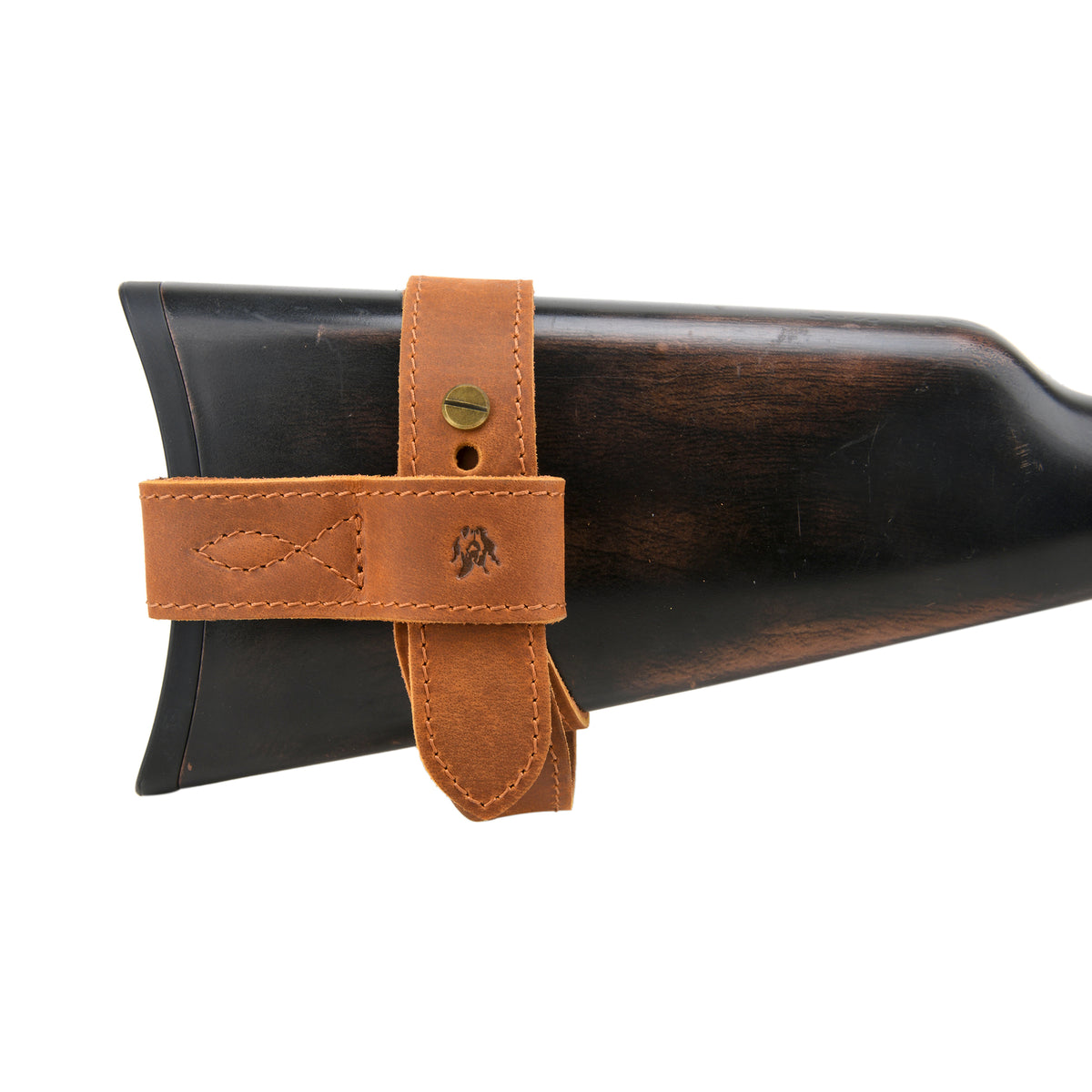 No-Drill Leather Rifle Buttstock Holder Sling Mount - Adjustable, Heavy-Duty