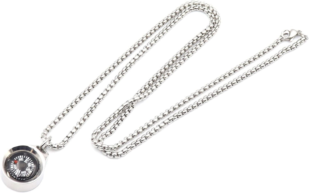 Mini Pocket Compass Necklace for Camping Hiking Survival Metal Navigation Tool