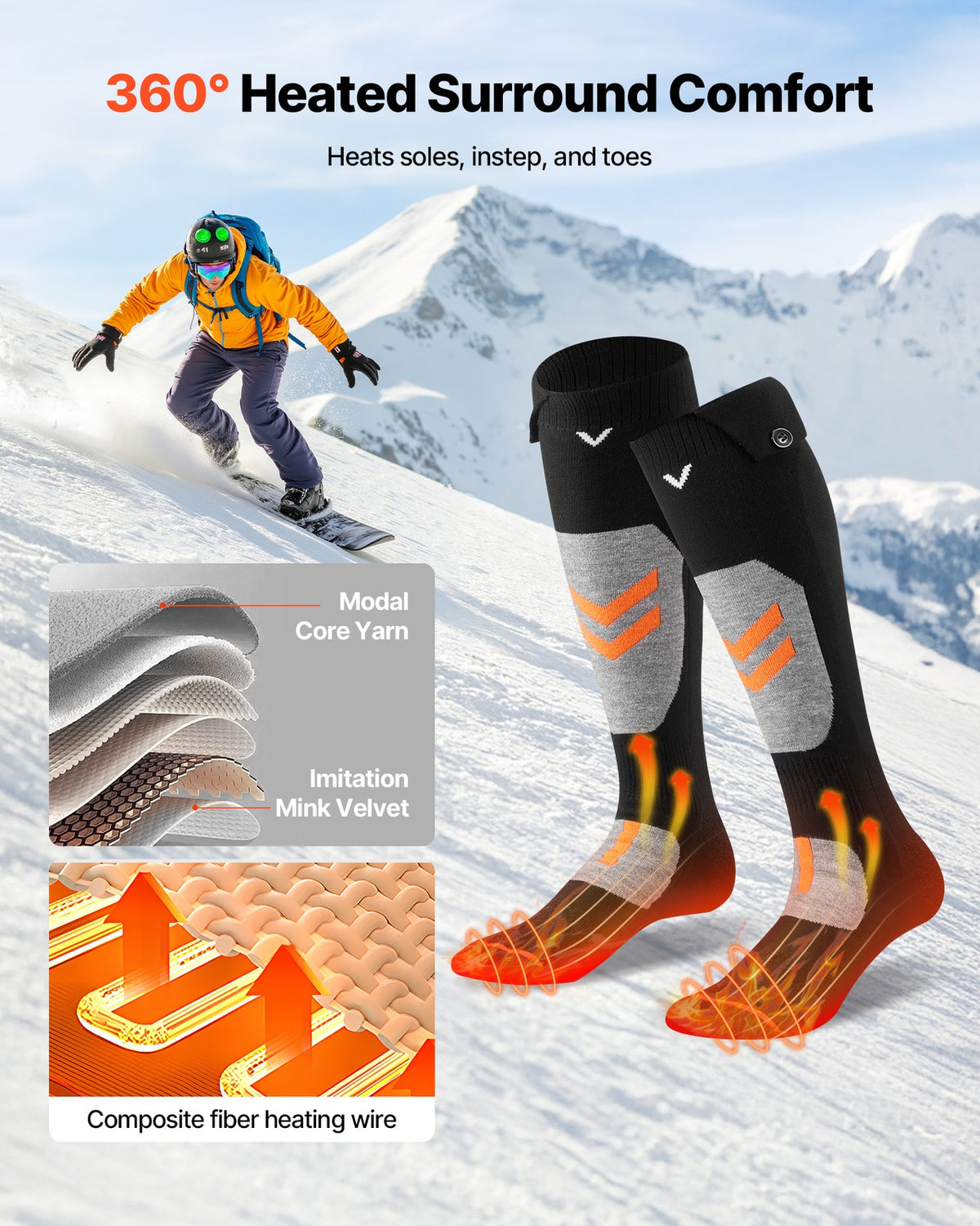 Rechargeable Heated Socks for Cold Weather Outdoor Activities