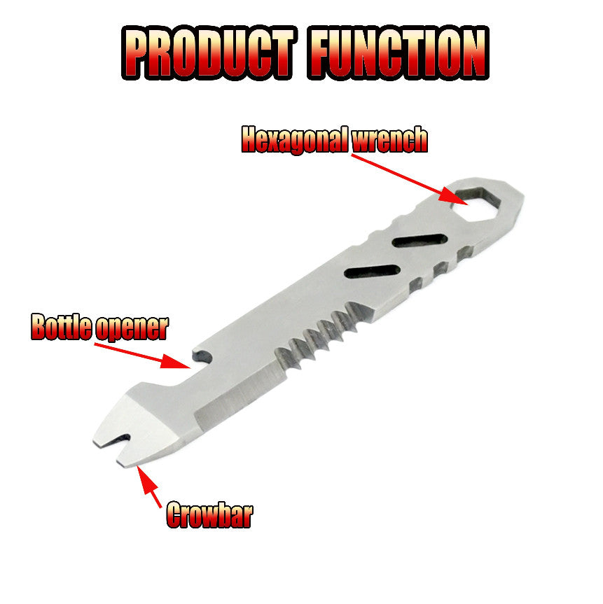 Mini Stainless Steel Multi-Function EDC Crowbar with Bottle Opener & Wrench