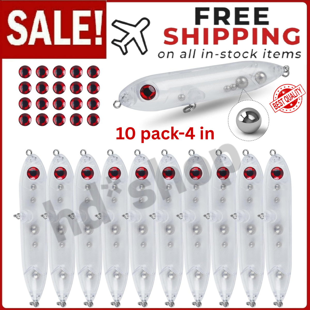 Catfish Rattling Float Lures Pack of 10/20 - Adjustable, Waterproof, No-Glow
