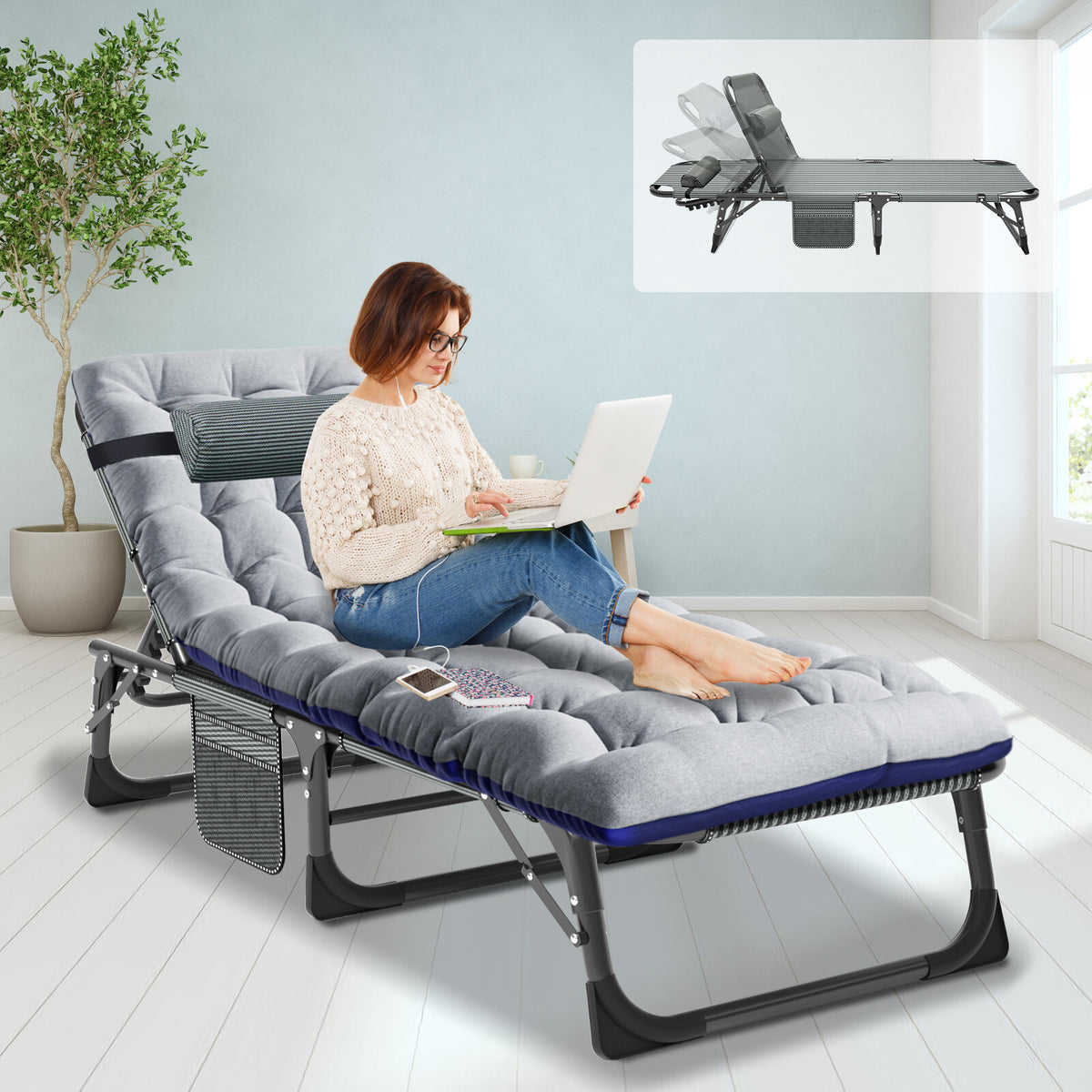 Heavy Duty Folding Camping Cot Bed for Adults Portable Sleep Bed with Support