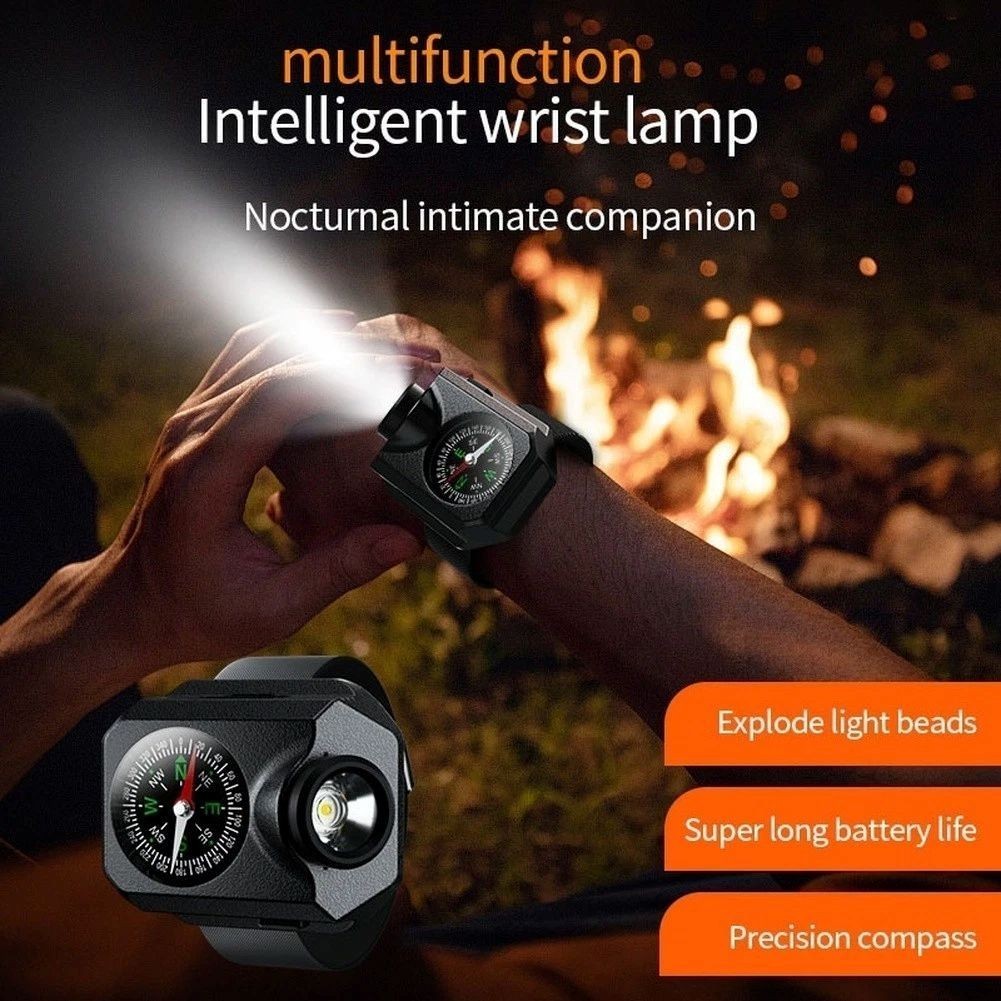 LED Wrist Light with Compass for Running Hiking Camping Outdoor Activity