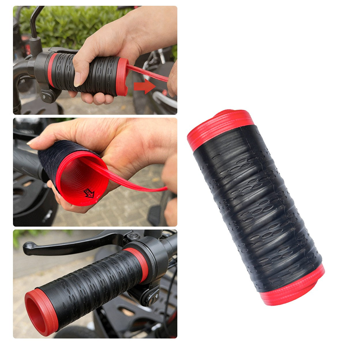 Universal Non-Slip Silicone Handlebar Grip Cover Pair for Bikes & Motorcycles