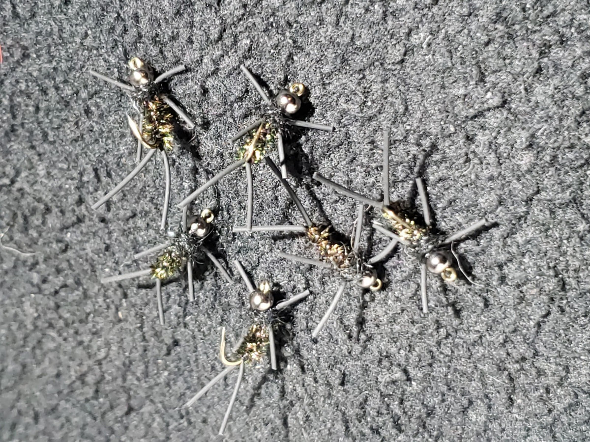 Fly Fishing Flies Bead Head Size 12 Peacock Crawler Nymphs - Frontier