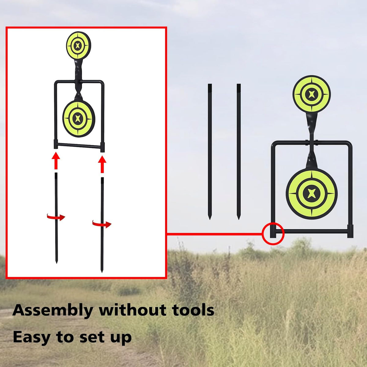 Heavy Metal Double Spinner Shooting Targets - Auto Reset, 3/8" Thick, Durable for Handgun & Rifle Practice