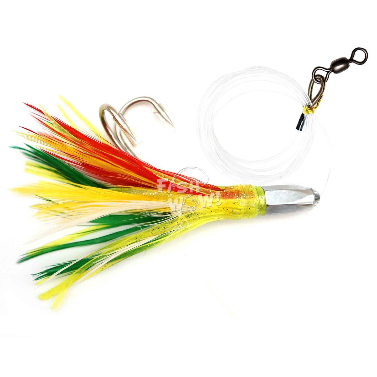 10PCS 4.5-Inch Saltwater Trolling Fish Rigged Bullet Head Feather Lures