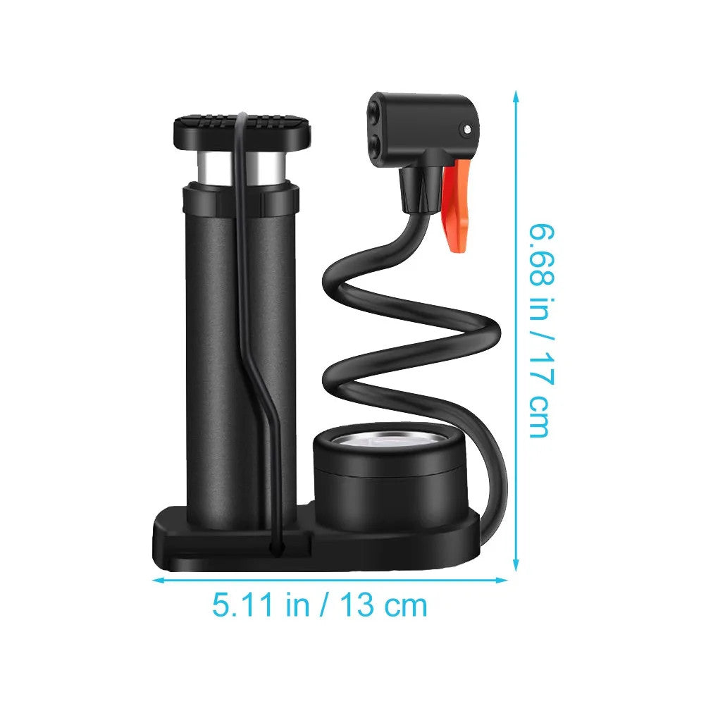 Portable Foot-Operated Bicycle Pump with Pressure Gauge for Car Motorcycle