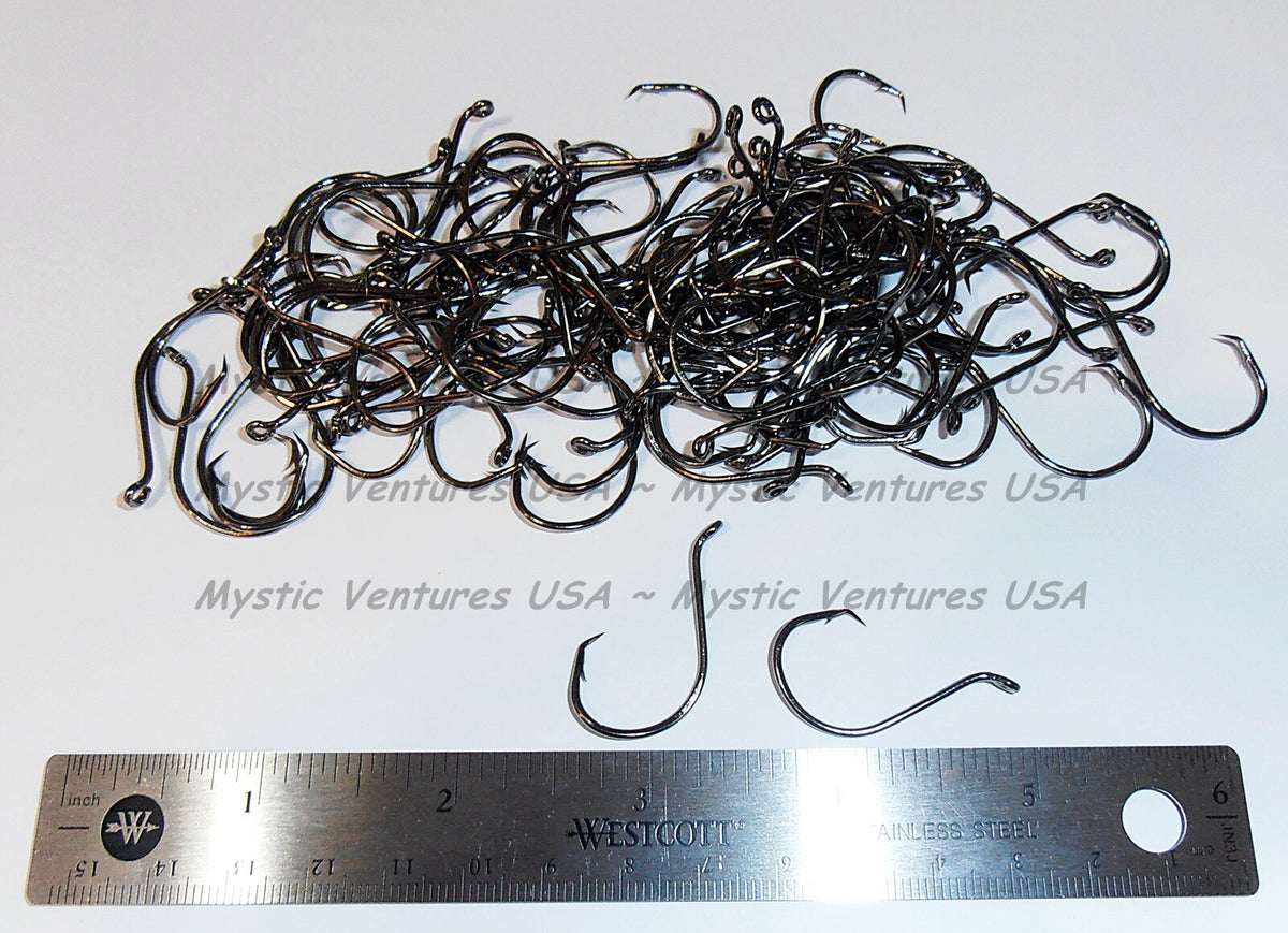 100 High Carbon Steel Circle Hooks Black Nickel Offset Octopus Fishing Hooks