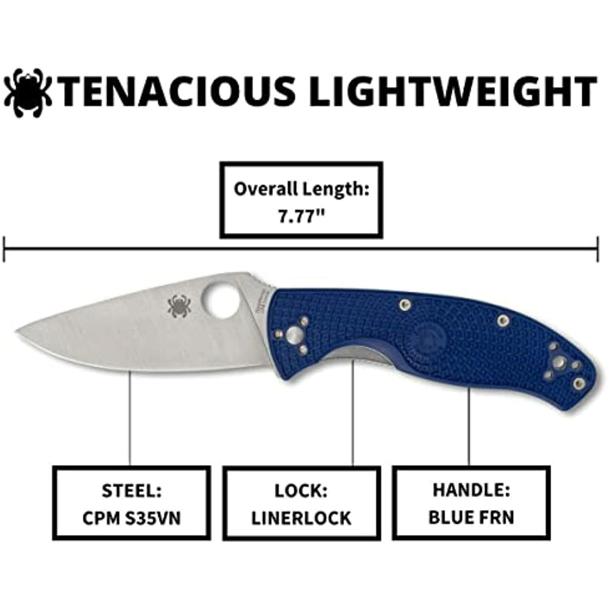 Spyderco Tenacious Folding Knife CPM S35VN Steel Blade, Blue FRN Handle