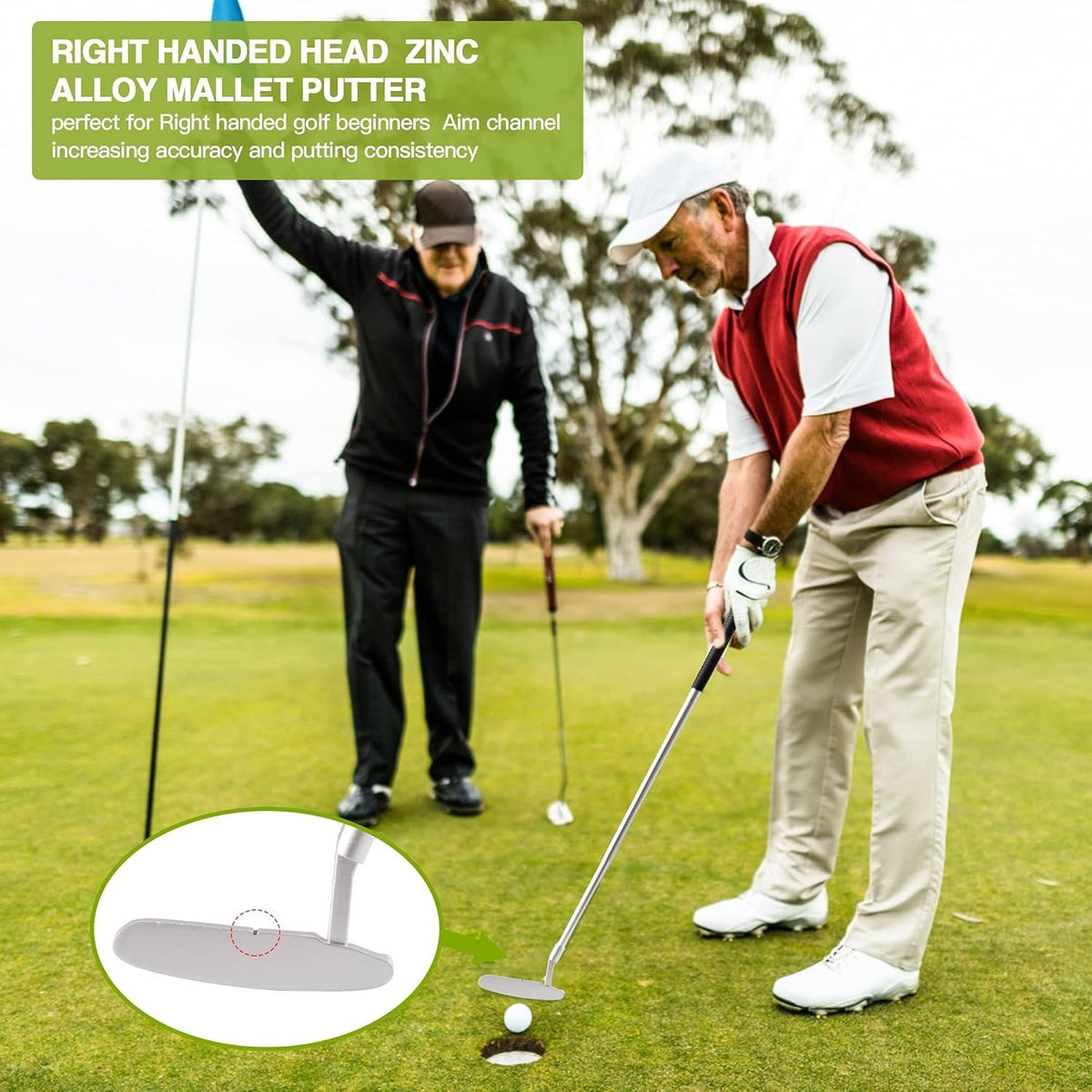 33-Inch Right Handed Golf Putter with Alignment Line and Disassemblable Design